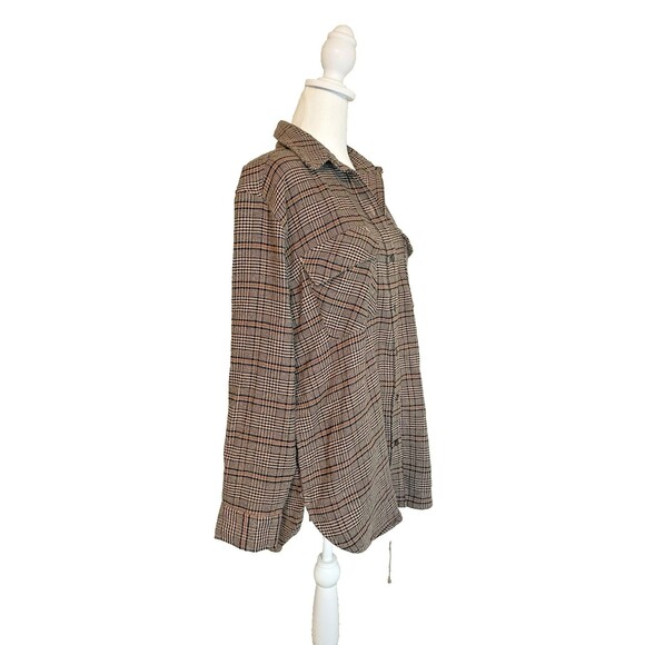 Abercrombie & Fitch Plaid Jacket Shacket Women sz M Oversize Long Sleeve Button - Picture 2 of 13